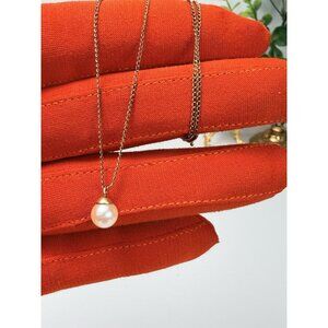 Vintage 12K Gold Filled Cultured Pearl Drop Pendant Necklace Minimalist Classic